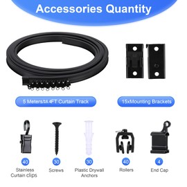 Fubeasi Black Flexible Bendable Ceiling Curtain Track, Curved Ceiling Track for Curtains, Room Divider Ceiling Track Rail System(5 m/ 16.4 ft)