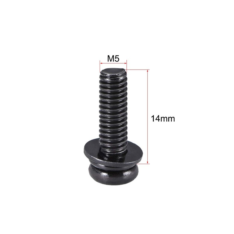 sourcing map M5 x 14mm Carbon Steel Phillips Pan Head