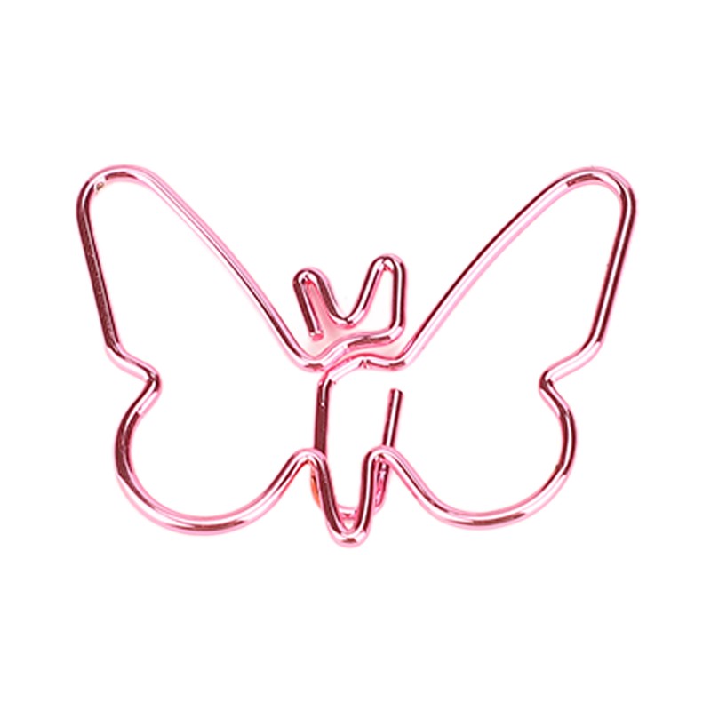 50Pcs Pink Butterflies Paperclip Cartoon Color Plating Innovative Cute Paperclips