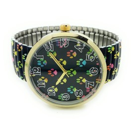 VERSALES Varsales Ladies Novelty Animal Dog Elegant Stretch Elastic Band Analog Quartz Fashion Watch (Paws Navy)