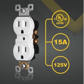 Faith [10-Pack] Duplex Receptacle Outlet, Non-Tamper-Resistant 3-Prong Outlet Receptacle, 3-Wire, Self-Grounding, 2-Pole,15A 125V, UL Listed, White