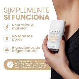 NaturalDry Desodorante Natural que SÍ FUNCIONA | Delicioso aroma Coco Vainilla | Sin Aluminio | Sin Parabenos | Desodorante Mujer | No macha la ropa | Protege del mal olor hasta 24 Horas | 50 G (2 Unidades)
