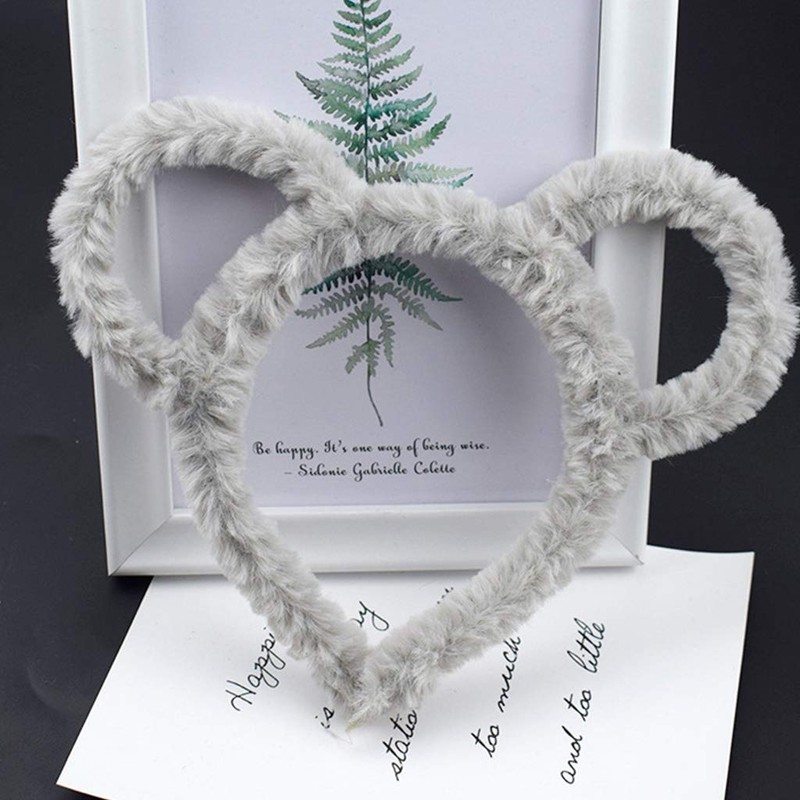 Thick Plush Headband Women Round Mouse Bear Ears Makeup Headband