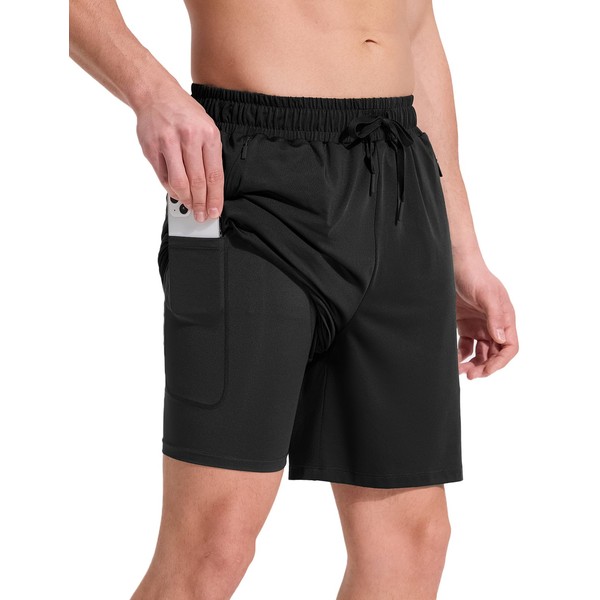 BALEAF 7 Inch Mens Swim Trunks with Compression Liner Quick