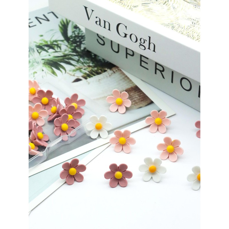 Pink Flower Push Pins，30 Pcs