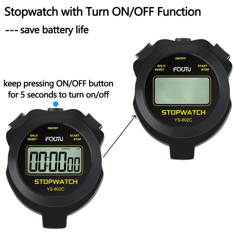 FCXJTU Simple Digital Sports Stopwatch, No Bells, No Clock, No