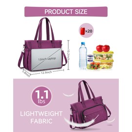 Insulated Lunch Box & Lunch Bags for Women - Large Reusable Lunch Tote Bag for Adults Simple Stylish Ladies Cooler Bag Portable Leakproof Lunchbox for Work/Picnic,(Purple 12L)