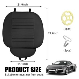 Yourkar Car Seat Cover for Front Seat, Anti-Slip & Waterproof Leather Auto Front Seat Pad Protector, Durable Driver Bottom Seat Cushion Cover with Storage Pocket, Car Accessories (Black)