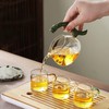 Chinese Gongfu Tea Set Magnetic Glass Teapot with Infuser,6 cups,Semi