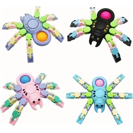 Fidget Toys for Kids and Adults,4 Pcs Transformable Fidget Spinners for Boys Girls, Pop Sensory Fidget Spider Toys, Birthdays Gifts Party Favors for Autism Kids Travel Stocking Stuffers