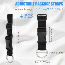 4pcs Add a Bag Luggage Straps,Strap for Suitcase,Adjustable Suitcase Belt Straps,Heavy Duty Suitcases Belt for Travel Make Your Hands Free,Bag Strap for Luggage