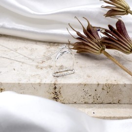 Tuscany Silver Stirrup Fine Box Pendant on Curb Chain Necklace of 41 cm/16-inch