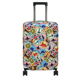 HYPER VENTURE Washable Luggage Cover - Fashion Suitcase Protector Fits 23-26 Inch Luggage (World Voyage, M)
