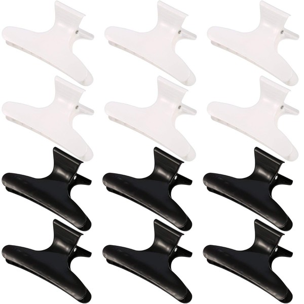 12 Pieces Butterfly Hairdresser Clamps Salon Hair Claw Hairdresser Clamp Black White Clip Barrettes