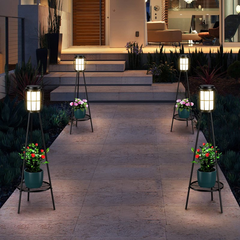 MXwcy 2 Pack Solar Lights Outdoor with Plant Stands -