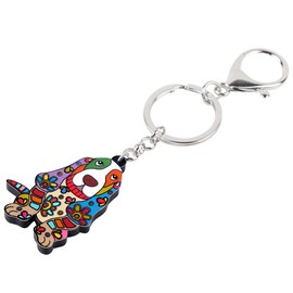 WEVENI Acrylic Floral Basset Hound Keychain Pet Dog Jewelry for Women Girl Bag Car Wallet Charms (Multicoloured)