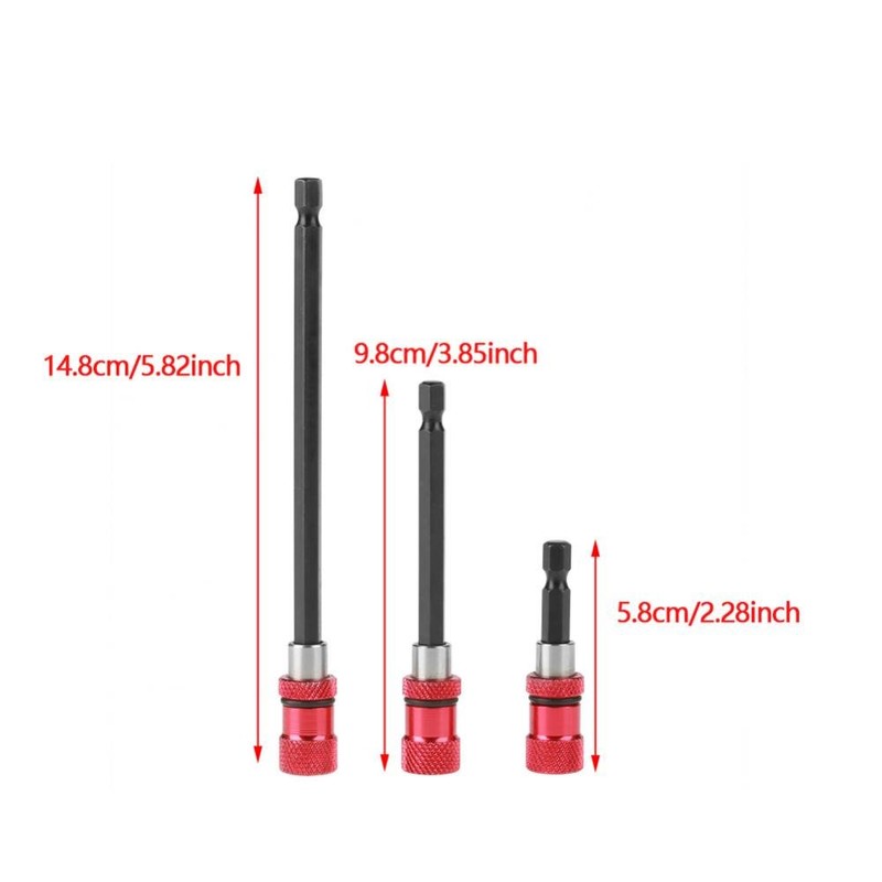3pcs 1/4" Hex Shank Screwdriver Bit Holder Magnetic Extension Screwdriver