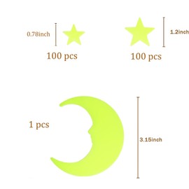 Dinghaole 201 pcs New Decorative Painting Full of Stars Boxed with Glow-in-The-Dark Star Stickers Children's Room Decoration Glow-in-The-Dark Wall Stickers