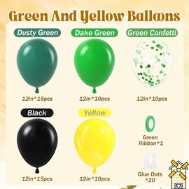 60pcs Tractor Balloons 12inch with Black Green and Yellow Balloons for Baby Shower Farm Tractor Birthday Party Decorations