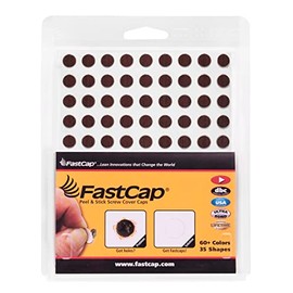 FastCap - Screw Hole Covers, 1/2" (13mm) Stickers - Professional Woodworking & Cabinetry - 5 - Sheets (280 - Caps) - Woodgrain PVC, Color - Mahogany on Walnut