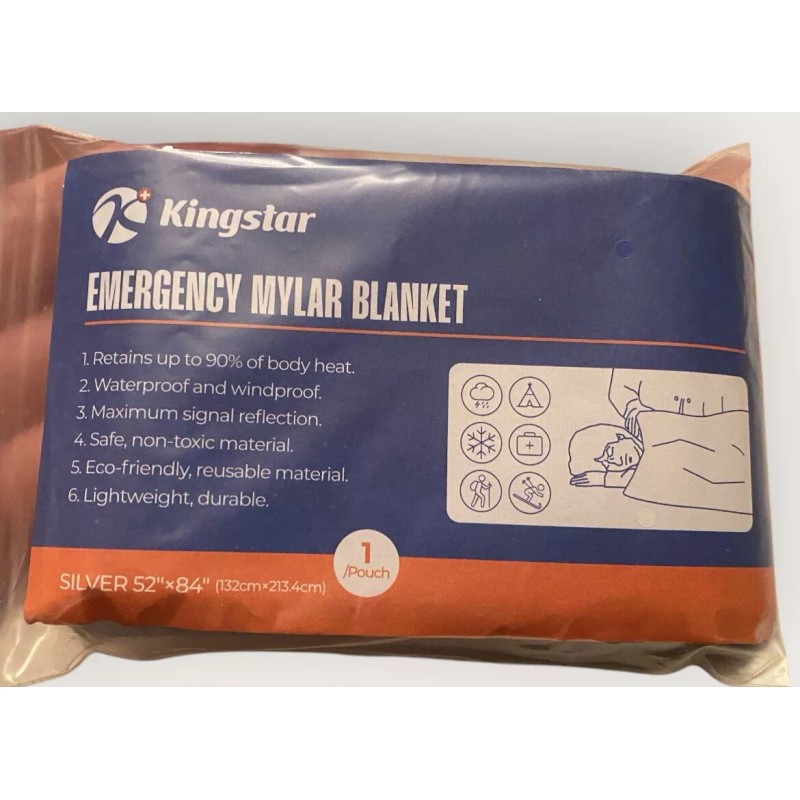 Kingstar Emergency Blanket Mylar Blankets Survival Cover Heat Reflective (4