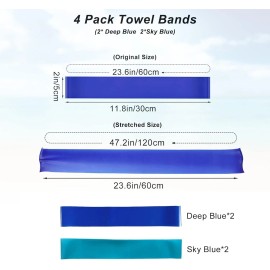 Matenf 4‑Pack Rubber Towel Bands for Beach & Pool Chairs – Windproof Universal Holder