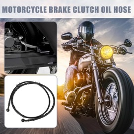 X AUTOHAUX 1 Set 120cm 47.24" Motorcycle Braided Brake Clutch Oil Hoses Line Pipe Clutch Throttle Gas Line Fuel Pipe Black for ATV Dirt Bike