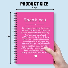 QYUVK Thank You Rose Red Hardcover 160 Pages Spiral Notebooks, Funny Thank You Gifts for Women Men Coworkers Leader Mentor, Appreciation Gifts for Employees, Thanksgiving Gifts for Colleagues Leaders
