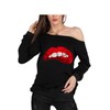MAGICMK Woman’s Sweatershirt Lips Print Causal Blouse Off The Shoulder