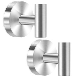 Suction Cup Hooks for Shower, Towel Hook for Bathroom Wall, 2 Pack No-Drill Wall Hanger for Kitchen, Glass, Mirror, Tile to Hang Robes, Loofah(Silver)