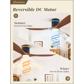 Fanbulous 52" Ceiling Fans with Lights and Remote Control,Modern Flush Mount Ceiling Fan with 3 LED Colors,Outdoor Low Profile Ceiling Fans with 6-Speeds Timer DC Motor for Bedroom Living Room Patio