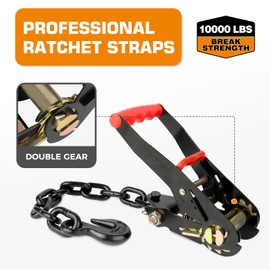 Kingfun Car Tie Down Straps for Trailers 4 Pack Lasso Straps - 2" x 120" Heavy Duty Trailer Strap, 10,000 lb Break Strength, Over The Wheel for Car Hauler, Truck, UTV, Utility Trailers