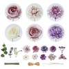Senseya Artificial Flowers Combo Set, Purple Silk Roses, Peonies, Dahlias