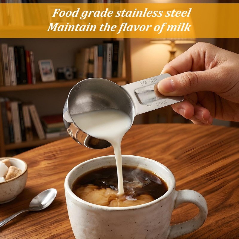 2 Pcs 1/4 Cup Stainless Steel Measuring Cup 60ml |