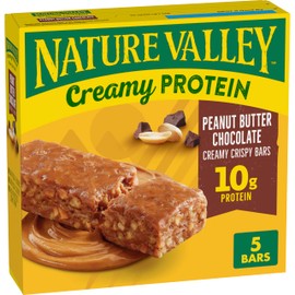 Nature Valley Creamy Protein Bars, Peanut Butter Chocolate, 10g Protein Snacks, 5 Bars, 7.45 oz