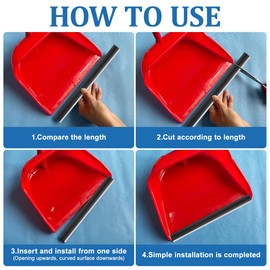 Dustpan Rubber Edge Replacement, 4Pcs Rubber Strip for Dustpan, Garbage Shovel Accessories Pressing Strips Garbage Shovel Edge Protectors for Home and Office, Black