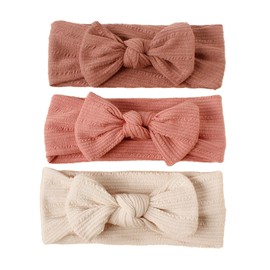DFsucces Hair Band, Baby Hair Accessories, Bowknots, Cute, Hair Ornaments, Newborns, Baby Showers, Birthdays, Commemorative Photos, Celebrations, Weddings, 3-piece Set (Dark Pink + Pink + Beige)