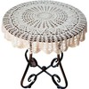 USTIDE Handmade Crochet Cotton Tablecloth Round Beige Crochet Tablecloths for