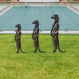 Generic 3Pcs Meerkat Garden Statues Stakes Outdoor Statues Animal Stakes Iron Decorative,Craft,Animals Decorative for Lawn Ornaments