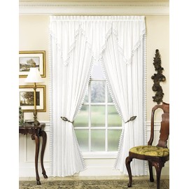 Today's Curtain Versailles Macrame Crushed Voile Ascot Window Curtain, Ecru