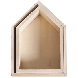 RAYHER HOBBY RAYHER HOBBY Rayher 62696000 Wooden Frame House, Pack of 2, FSC Mix Credit, 14 x 10 x 4 cm + 12.5 x 8.5 cm, for DIY Design