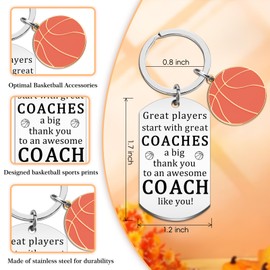 WEHBVF Basketball Coach Keychain Gift Thank You Gifts for Men Women Coaches Team Senior Night Retirement Present Basketball Idea for Players Appreciation Gifts Keychain for Keys
