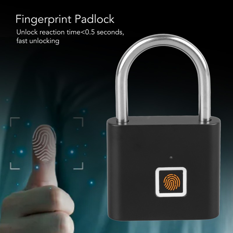 Fingerprint Padlock Keyless Waterproof Biometric Electronic Lock USB Rechargeable