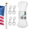 Upgraded Flag Pole Rope Clips Kit 100Ft,5/16” Flag Halyard Rope