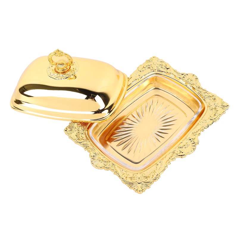 Metal Butter Plate European Vintage Butter Dish Rectangle Multifunctional Butter