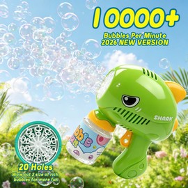 2 Pack Dinosaur Bubble Guns, Automatic Bubble Blower & 4 Bubble Solutions