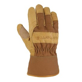 Carhartt Men's Grain Leather Work Glove with Safety Cuff, Brown, Small