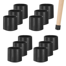 M METERXITY 12-Pack Chair Leg Caps, 1/2 Inch(13mm) PVC Chair Leg Floor Protectors for Folding Chairs/Metal Chairs/Furniture Table/Hardwood Floors, Round Non-Slip Cover End Tips [Black]