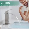 VOTON Bathroom Faucets Brushed Nickel Waterfall Bathroom Sink Faucet Modern