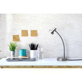 Bright O’Bright Dimmable LED Desk Lamp with USB Charging Port (5V/2A), Full Dimming LED - Aluminum